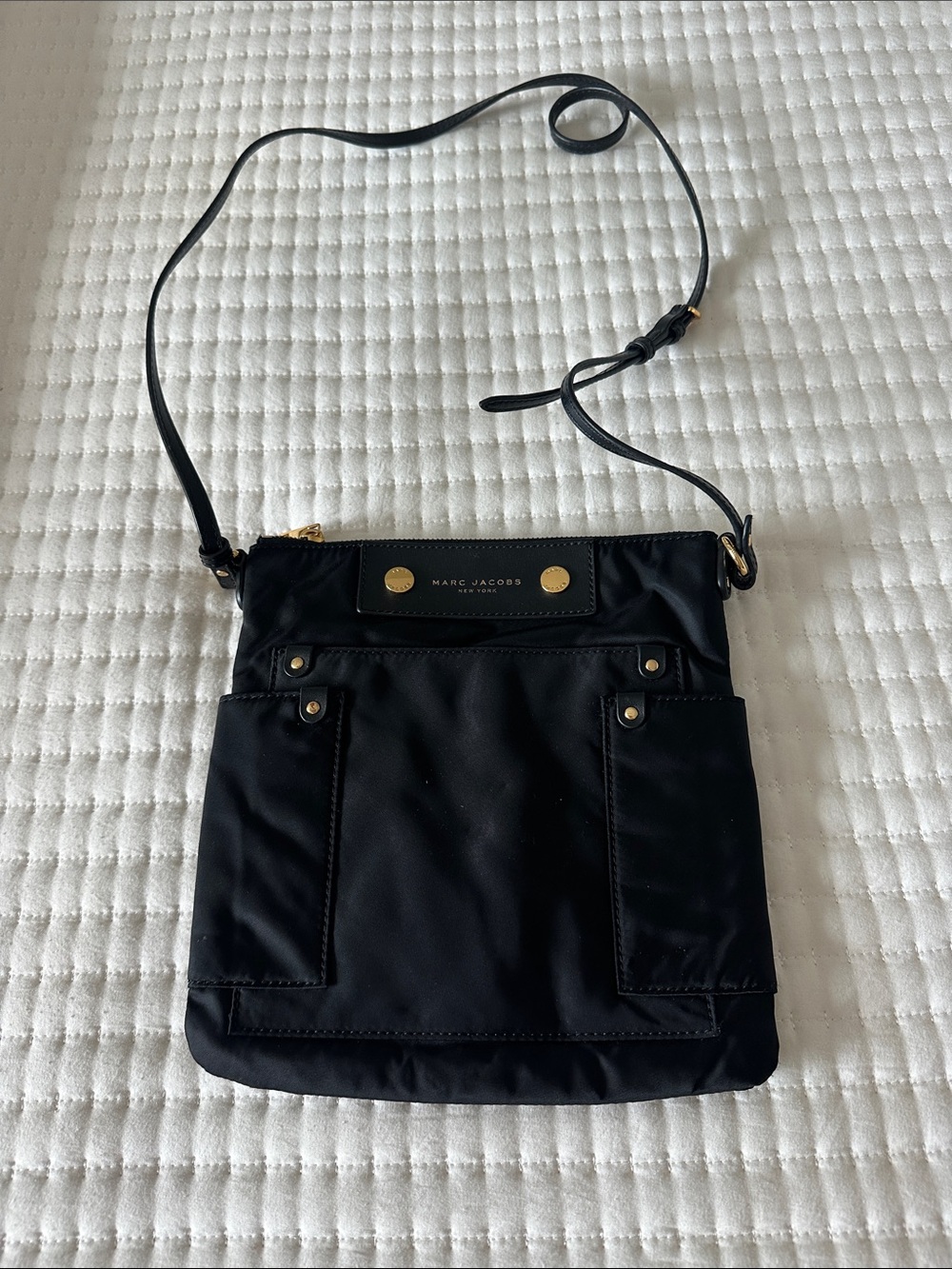 Marc Jacobs Black Nylon Crossbody with Gold Hardware